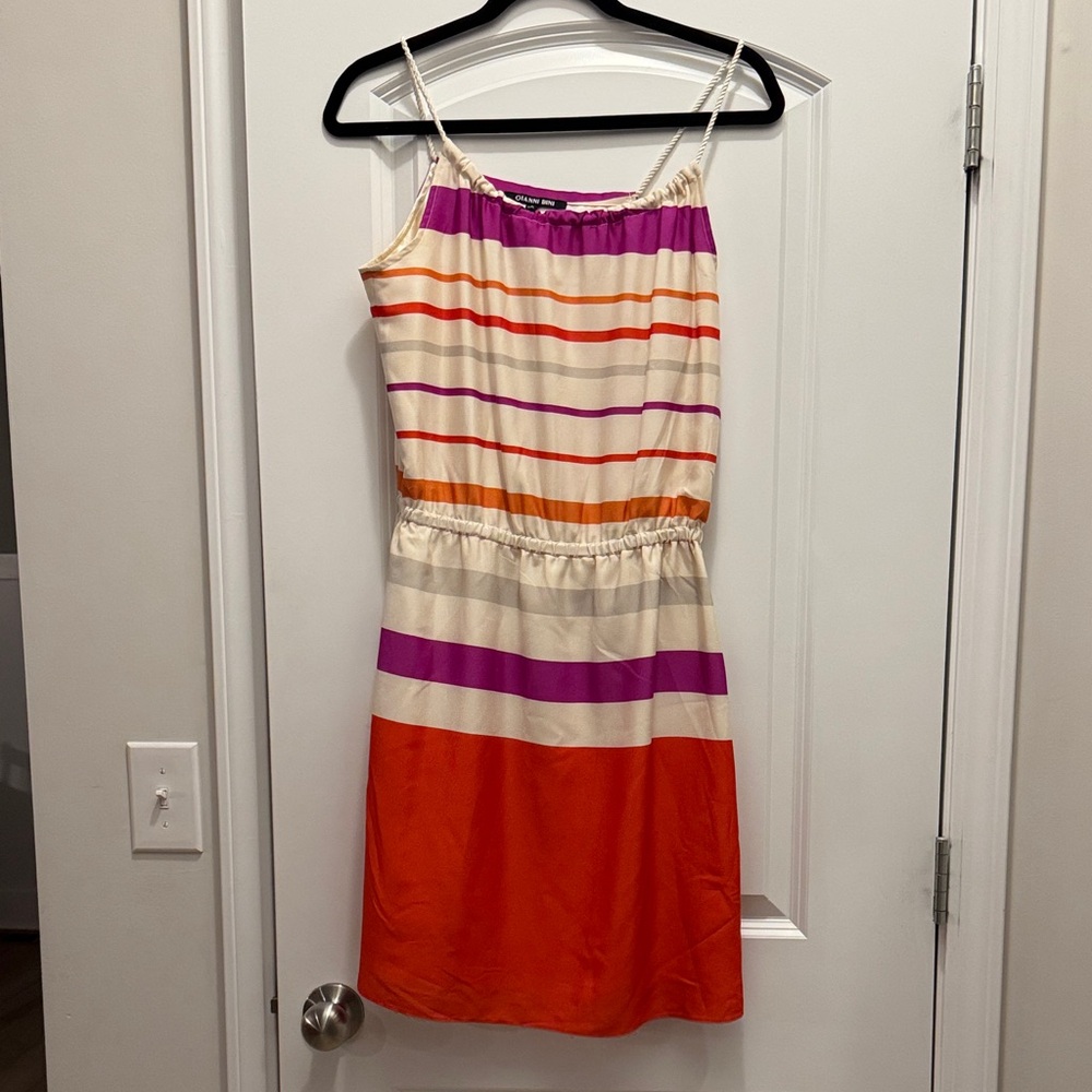 Gianni Bini Cream, Orange, and Purple Mini Dress